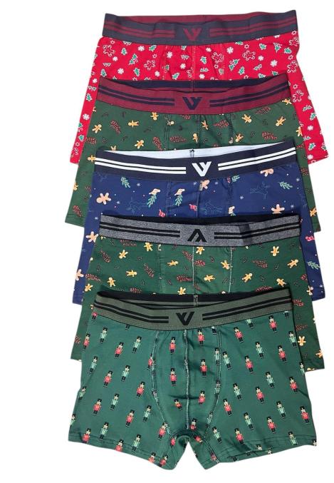 Boxeri barbati de Craciun, imprimeu emoji craciun,culoare diversificata,En-gros